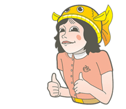 Girl and fish sticker #11642545