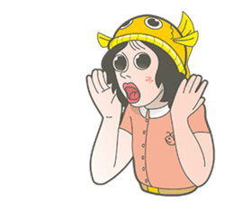 Girl and fish sticker #11642549