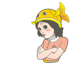 Girl and fish sticker #11642550
