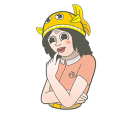 Girl and fish sticker #11642552