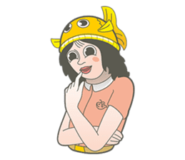 Girl and fish sticker #11642552