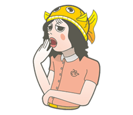 Girl and fish sticker #11642555