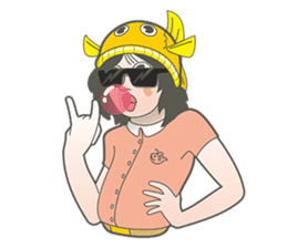 Girl and fish sticker #11642556