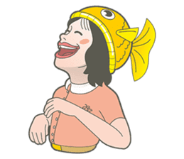 Girl and fish sticker #11642560