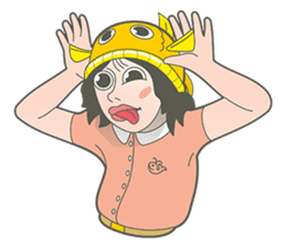 Girl and fish sticker #11642563