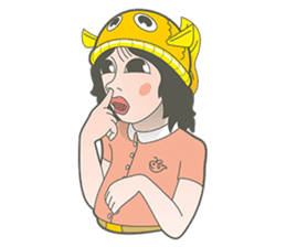 Girl and fish sticker #11642564