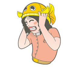 Girl and fish sticker #11642565