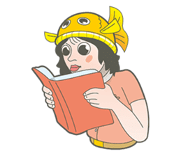 Girl and fish sticker #11642567