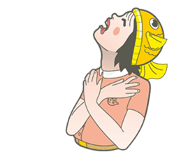Girl and fish sticker #11642568