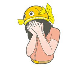 Girl and fish sticker #11642574