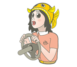 Girl and fish sticker #11642581