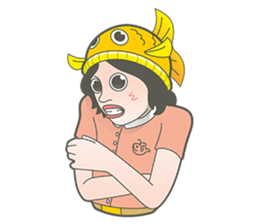 Girl and fish sticker #11642582