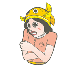 Girl and fish sticker #11642582