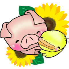 Little pig "Mee" and little chick "Key"