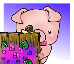 Little pig "Mee" and little chick "Key" sticker #11643627