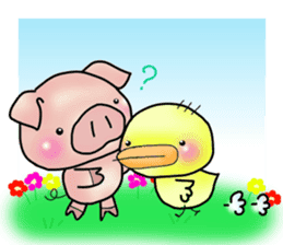Little pig "Mee" and little chick "Key" sticker #11643629