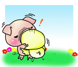 Little pig "Mee" and little chick "Key" sticker #11643630