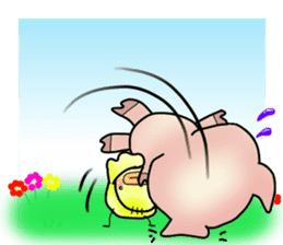 Little pig "Mee" and little chick "Key" sticker #11643631