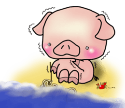 Little pig "Mee" and little chick "Key" sticker #11643637