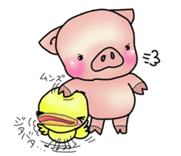 Little pig "Mee" and little chick "Key" sticker #11643644
