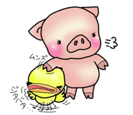Little pig "Mee" and little chick "Key" sticker #11643644