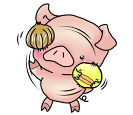 Little pig "Mee" and little chick "Key" sticker #11643646