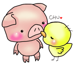 Little pig "Mee" and little chick "Key" sticker #11643648