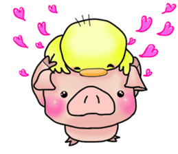 Little pig "Mee" and little chick "Key" sticker #11643649