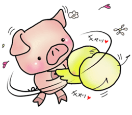 Little pig "Mee" and little chick "Key" sticker #11643650