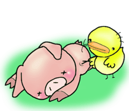 Little pig "Mee" and little chick "Key" sticker #11643655
