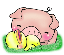 Little pig "Mee" and little chick "Key" sticker #11643656