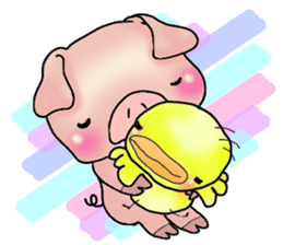 Little pig "Mee" and little chick "Key" sticker #11643657