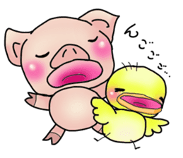 Little pig "Mee" and little chick "Key" sticker #11643658
