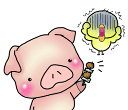 Little pig "Mee" and little chick "Key" sticker #11643661