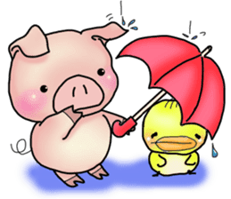 Little pig "Mee" and little chick "Key" sticker #11643662