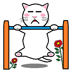 The family of cheerful white cats