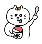 Kawaii White Kitty Summer sticker #11655975