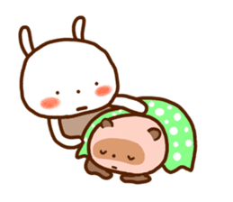 rabbit and the raccoon dog sticker #11659297