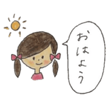 A girl with two braids and red ribbons sticker #11684280