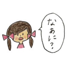 A girl with two braids and red ribbons sticker #11684293