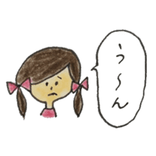 A girl with two braids and red ribbons sticker #11684297