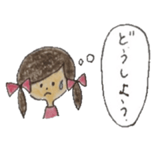 A girl with two braids and red ribbons sticker #11684305