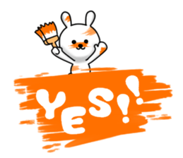 Writing brush rabbit and bear sticker #11696178