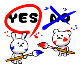 Writing brush rabbit and bear sticker #11696179
