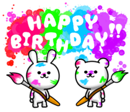 Writing brush rabbit and bear sticker #11696191