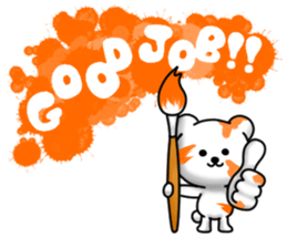 Writing brush rabbit and bear sticker #11696192