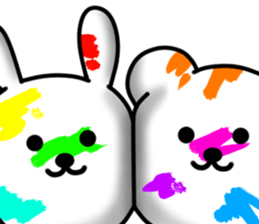 Writing brush rabbit and bear sticker #11696199