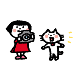 Photographer Boy, Girl & cat sticker #11707165