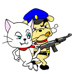 Dog policeman and thief kitten