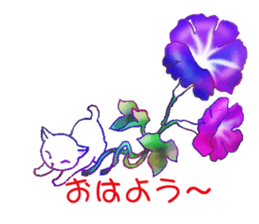 Flowers with a cat sticker #11723621